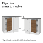 Mueble de Cocina Bajo de Esquina Glamy 1 Puerta Blanco/Marrón