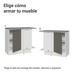 Mueble de Cocina Bajo de Esquina Vik 1 Puerta Blanco/Gris