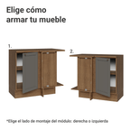 Mueble de Cocina Bajo de Esquina Vik 1 Puerta MarrónGris