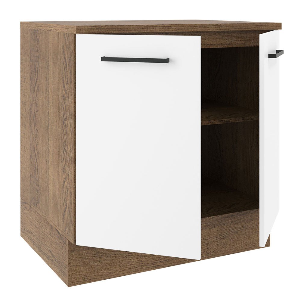 Mueble de Cocina Bajo Agata 80 cm 2 Puertas Marrón/Blanco