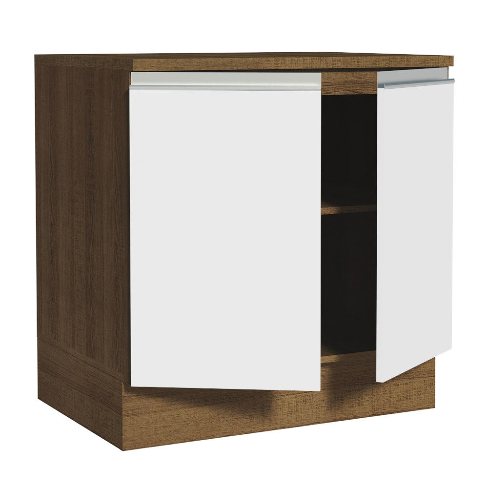 Mueble de Cocina Bajo Glamy 80 cm 2 Puertas Marrón/Blanco