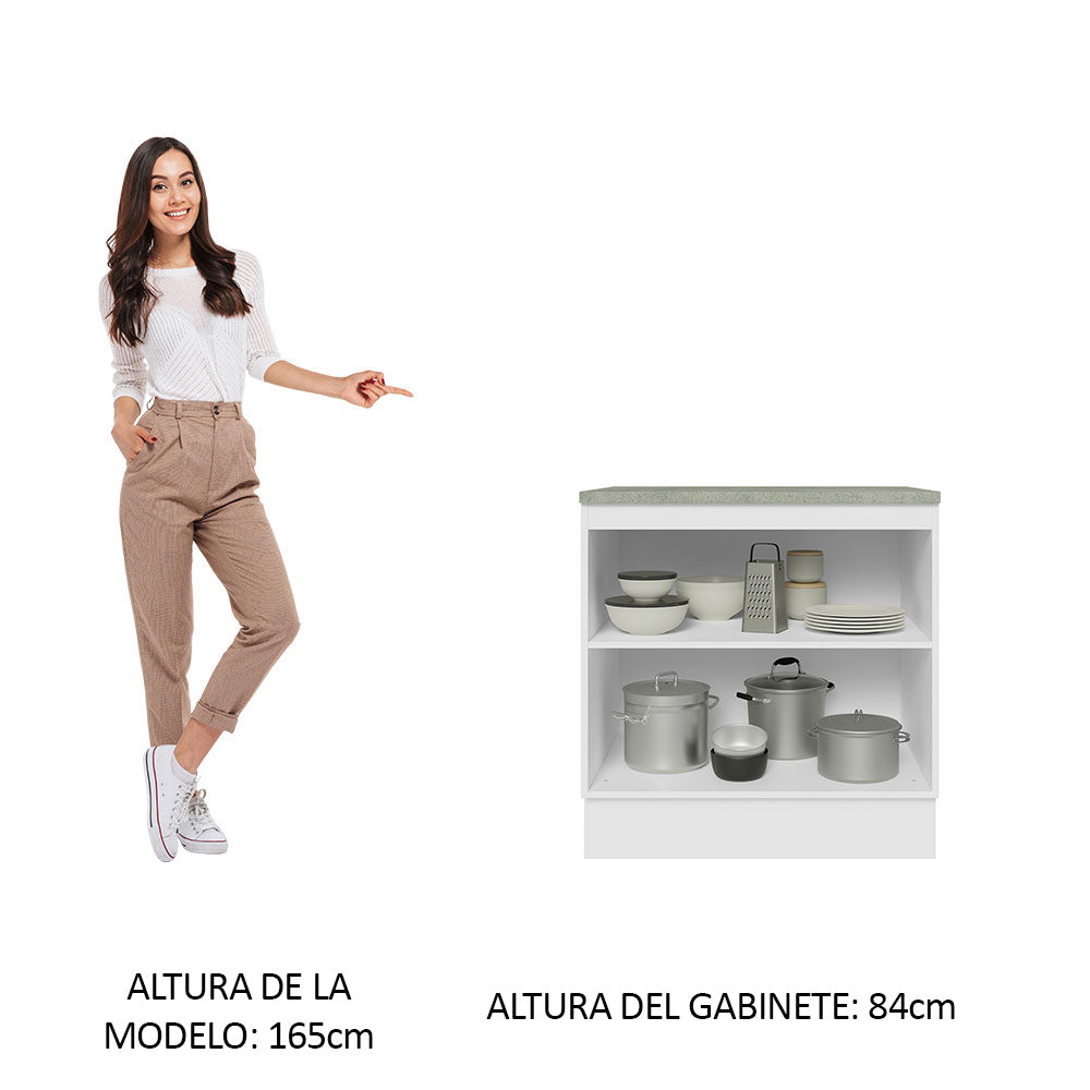 Mueble de Cocina Bajo Glamy 80 cm 2 Puertas Blanco/Marrón