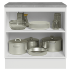 Mueble de Cocina Bajo Vik 80 cm 2 Puertas Blanco/Gris
