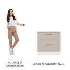 Mueble de Cocina Bajo Agata 80 cm 2 Cajones Blanco/Crema