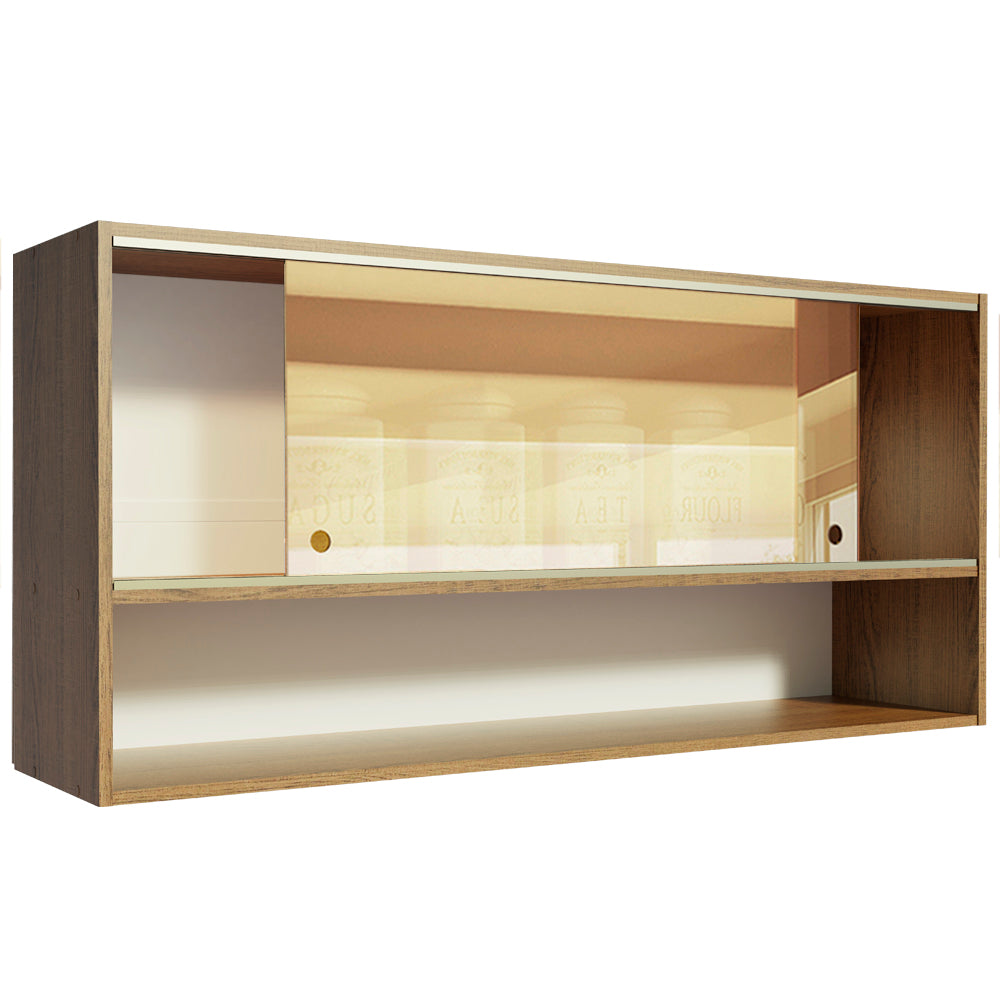 Mueble de Cocina Superior Emilly 2 Puertas Corredizas de Cristal Reflex 1 Nicho 105 cm Marrón