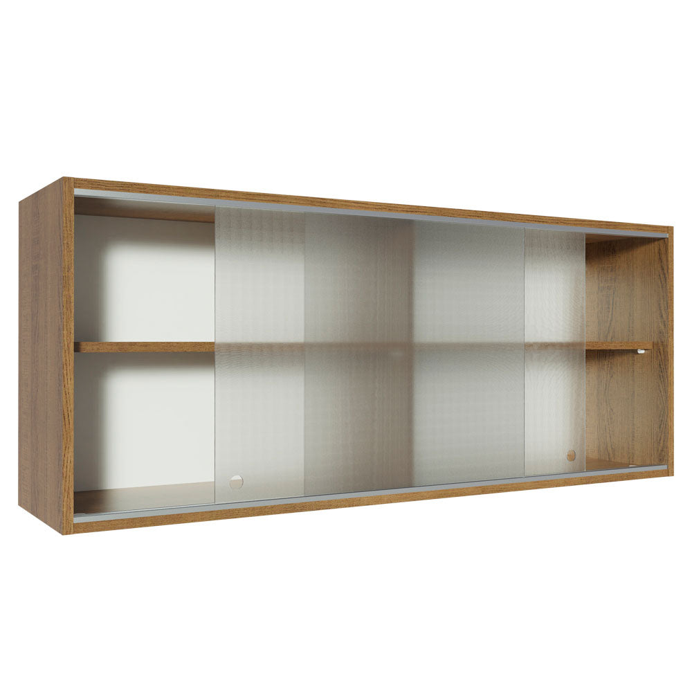 Mueble de Cocina Superior Glamy 1.20 m 2 Puertas Corredizas de Cristal Marrón