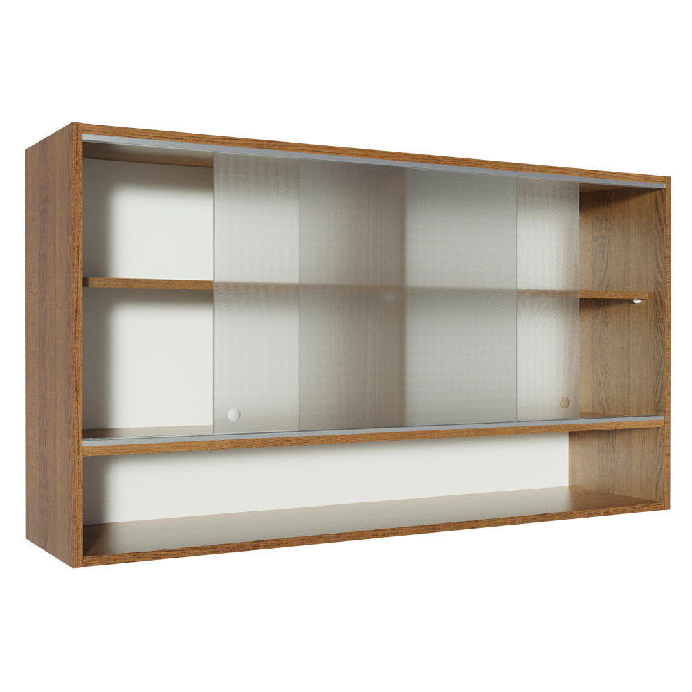 Mueble de Cocina Superior Glamy 1.20 m 2 Puertas Corredizas de Cristal 1 Nicho Marrón