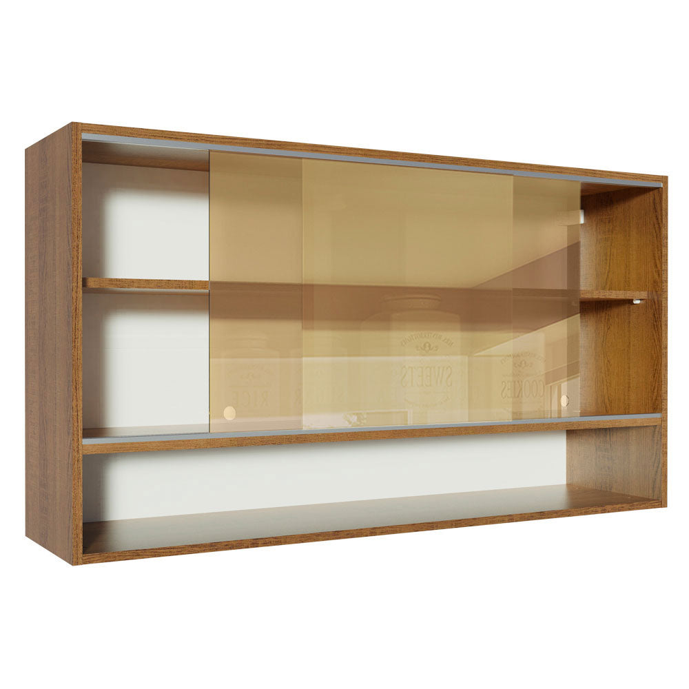 Mueble de Cocina Superior Glamy 1.20 m 2 Puertas Corredizas de Cristal Reflex 1 Nicho Marrón