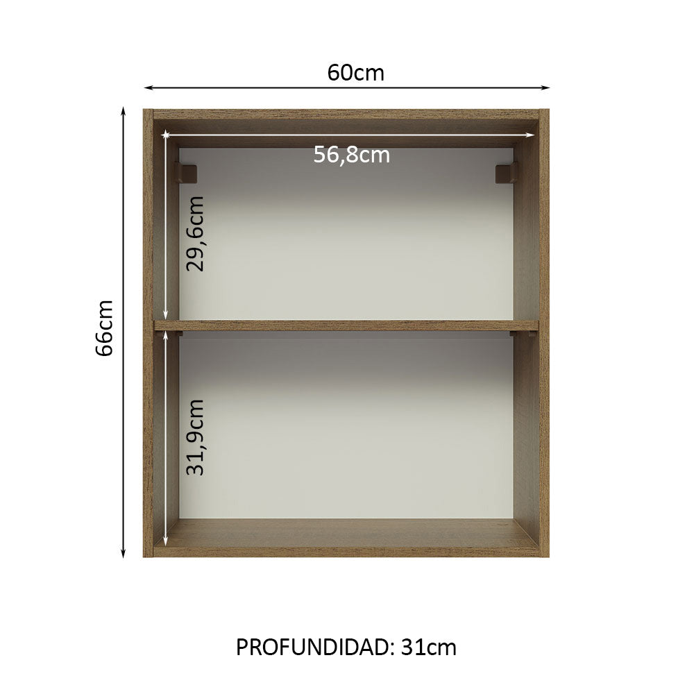 Mueble de Cocina Superior Glamy 60 cm 1 Puerta Marrón/Blanco