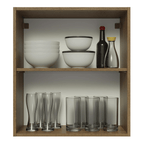 Mueble de Cocina Superior Lux 60 cm 1 Puerta con Vidrio Superpuesto Marrón/Gris