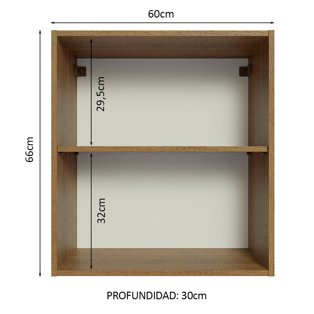 Mueble de Cocina Superior Abierto 2 Nichos 60 cm Marrón