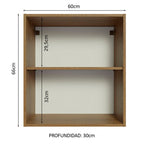 Mueble de Cocina Superior Abierto 2 Nichos 60 cm Marrón