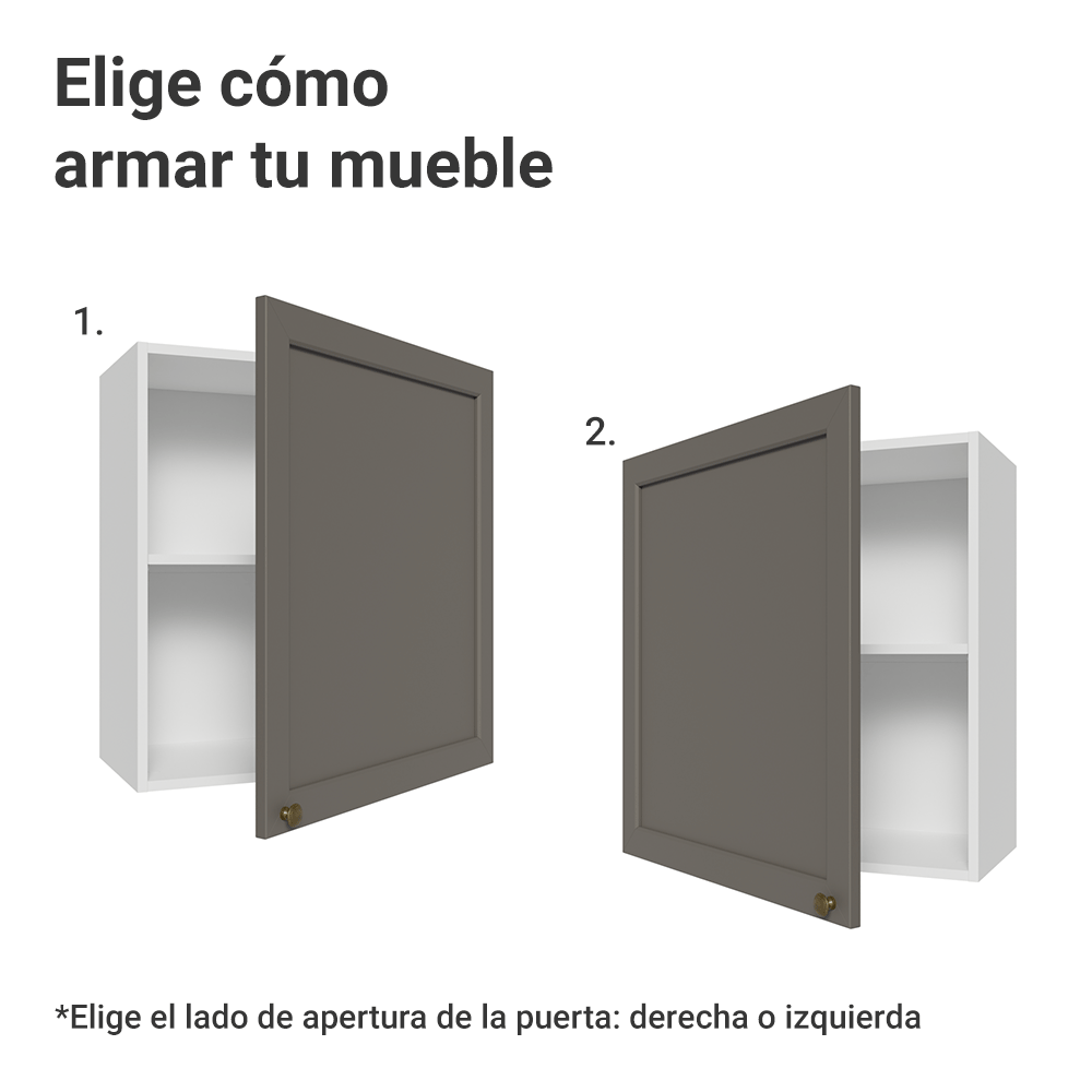 Mueble de Cocina Superior Vik 60 cm 1 Puerta Blanco/Gris