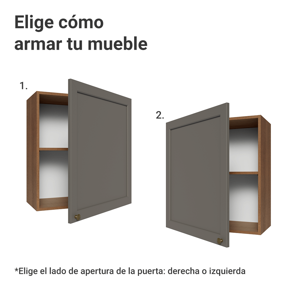 Mueble de Cocina Superior Vik 60 cm 1 Puerta Marrón/Gris