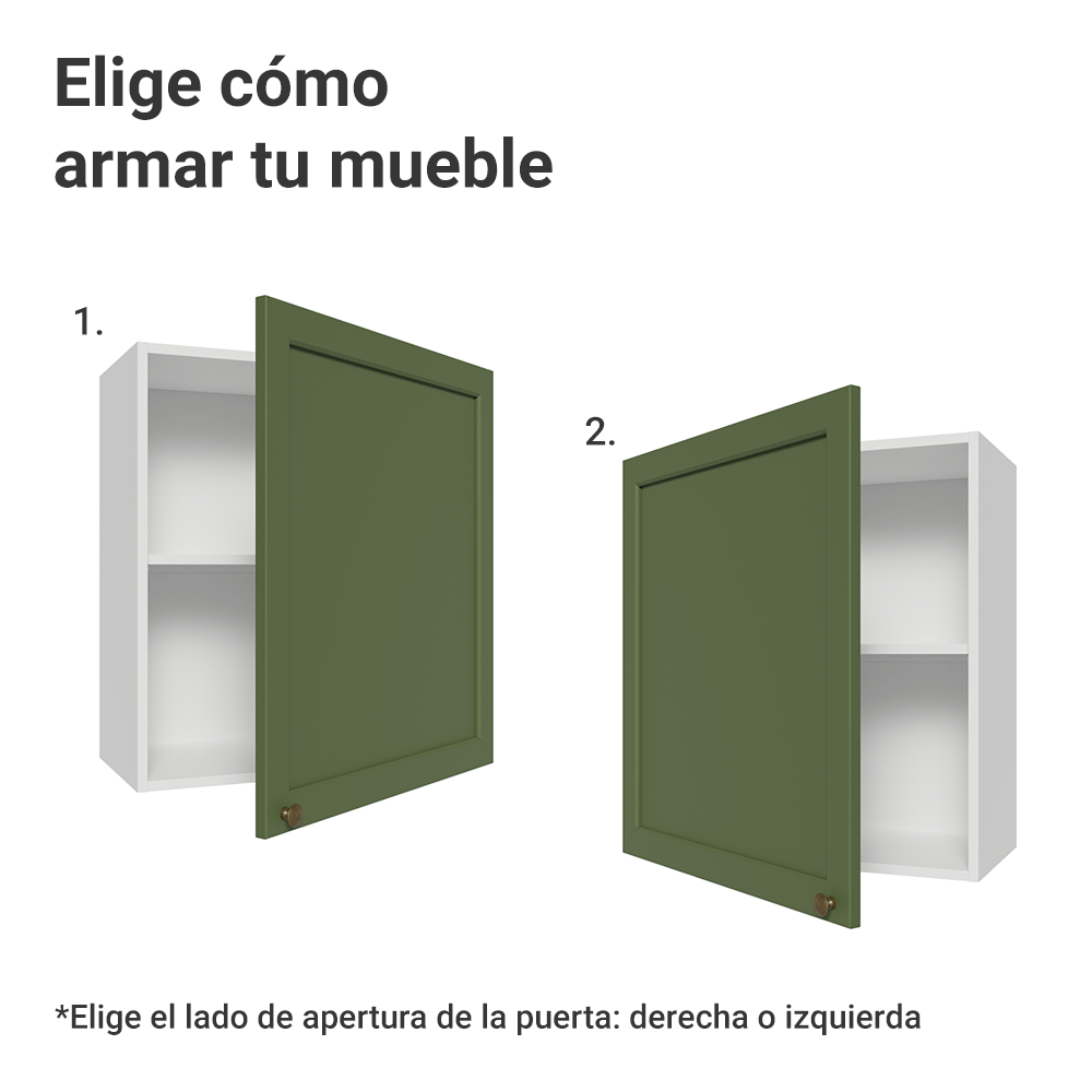Mueble de Cocina Superior Vik 60 cm 1 Puerta Blanco/Verde