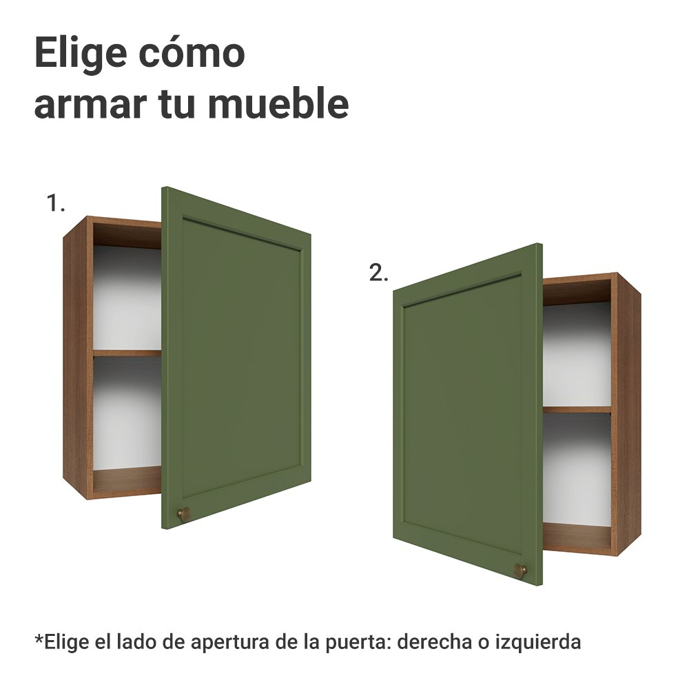 Mueble de Cocina Superior Vik 60 cm 1 Puerta Marrón/Verde