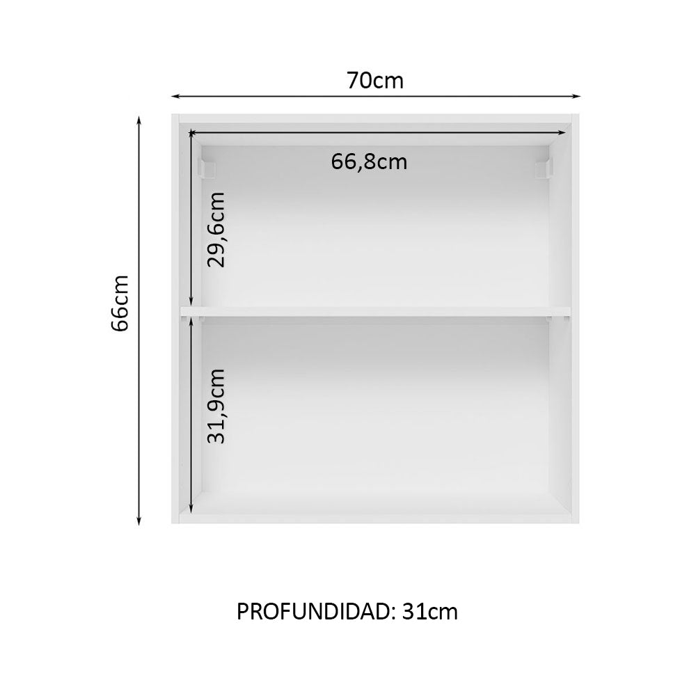 Mueble de Cocina Superior Glamy 70 cm 2 Puertas Blanco