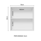 Mueble de Cocina Superior Glamy 70 cm 2 Puertas Blanco