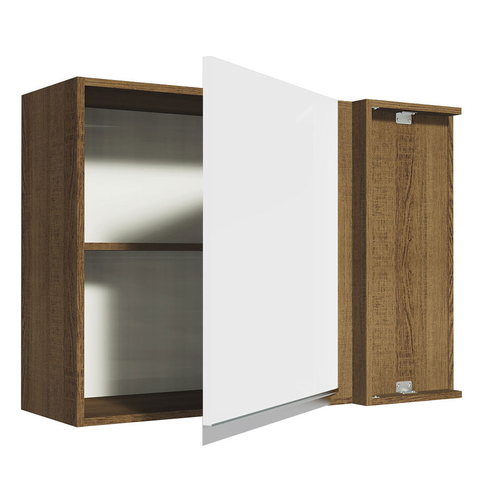 Mueble de Cocina Superior de Esquina Glamy 1 Puerta Marrón/Blanco
