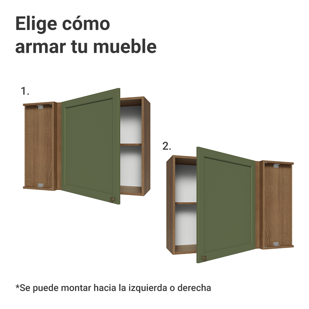 Mueble de Cocina Superior de Esquina Vik 1 Puerta Marrón/Verde