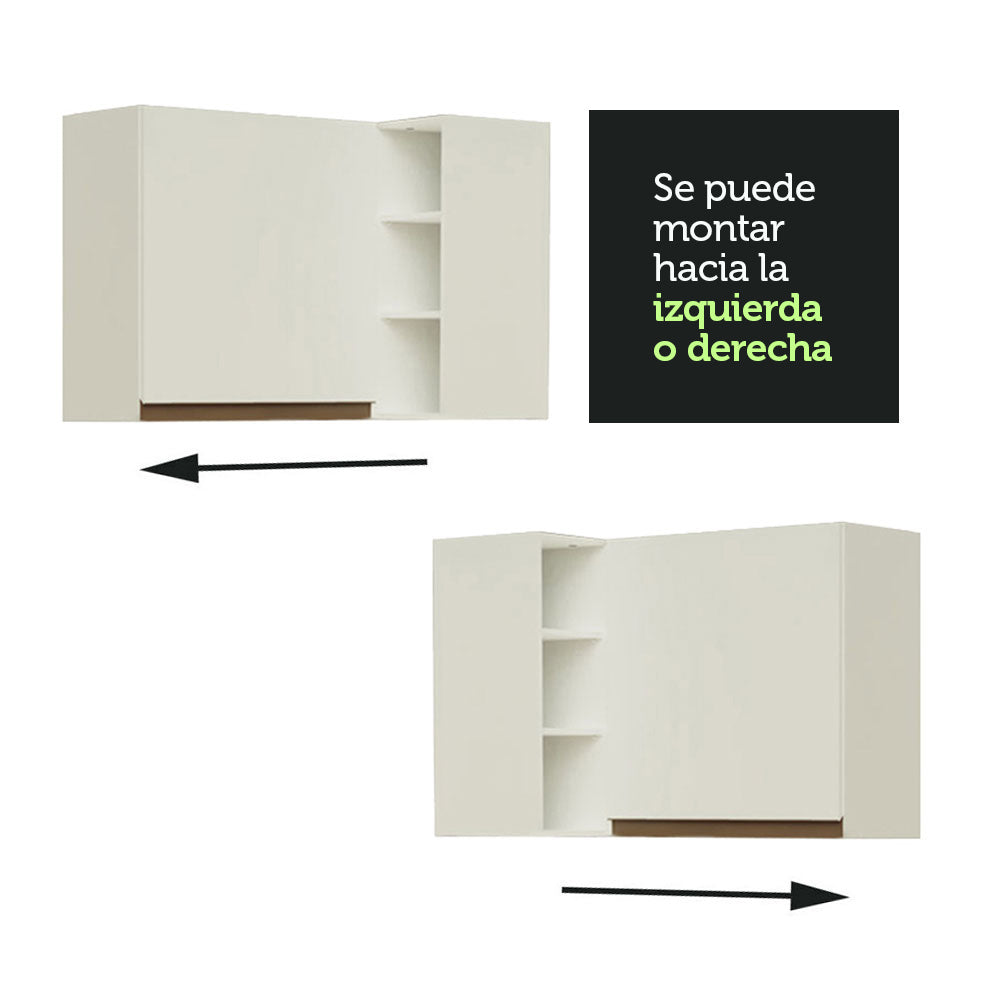 Mueble de Cocina Superior de Esquina Reims 1 Puerta 3 Nichos Blanco