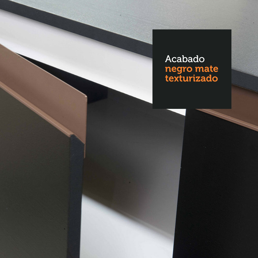 Mueble de Cocina Superior Esquina Reims 1 Puerta 3 Nichos Negro