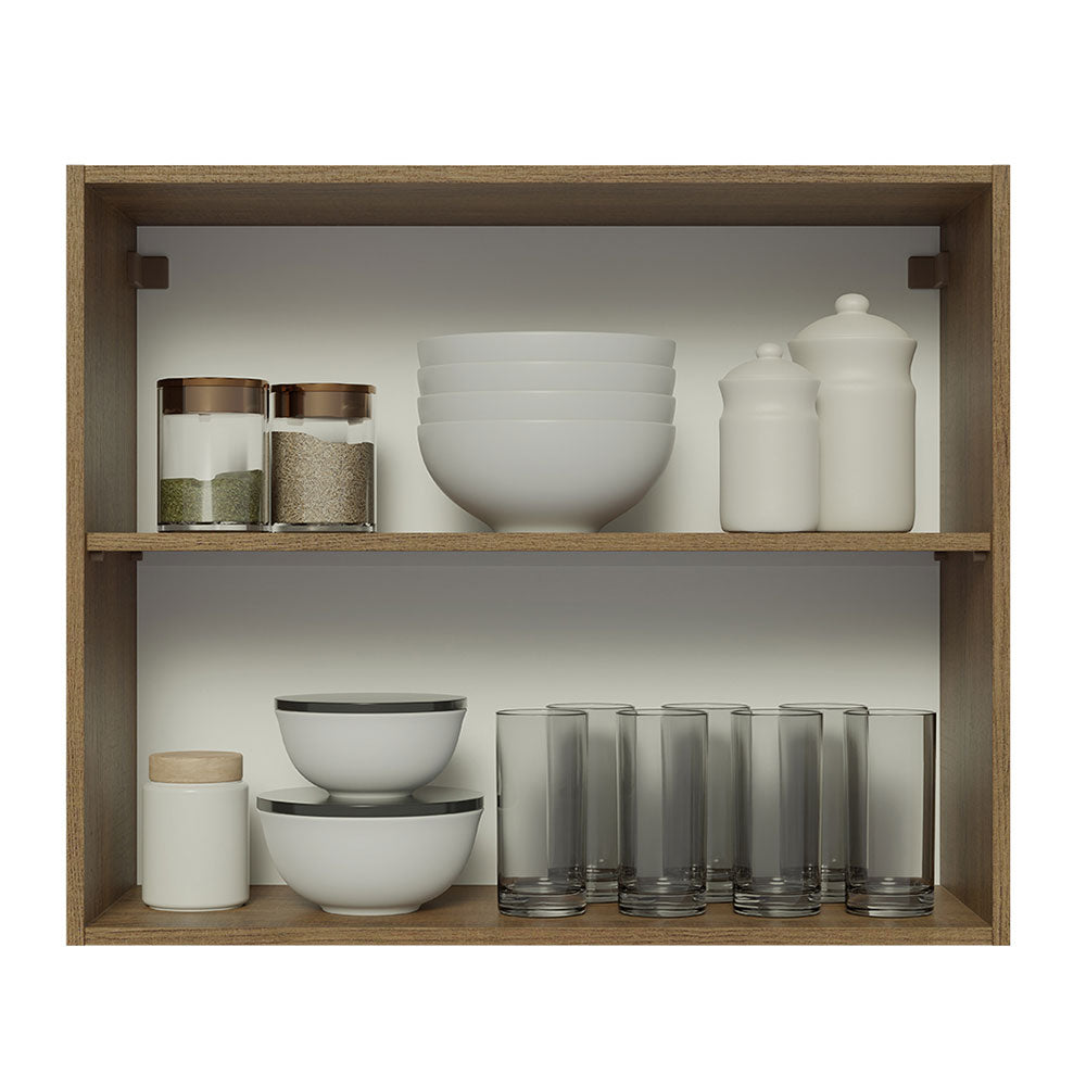Mueble de Cocina Superior Glamy 80 cm 2 Puertas Marrón/Negro