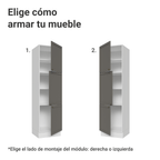 Mueble de Cocina Armario Vertical Vik 60 cm con 3 Puertas Blanco/Gris