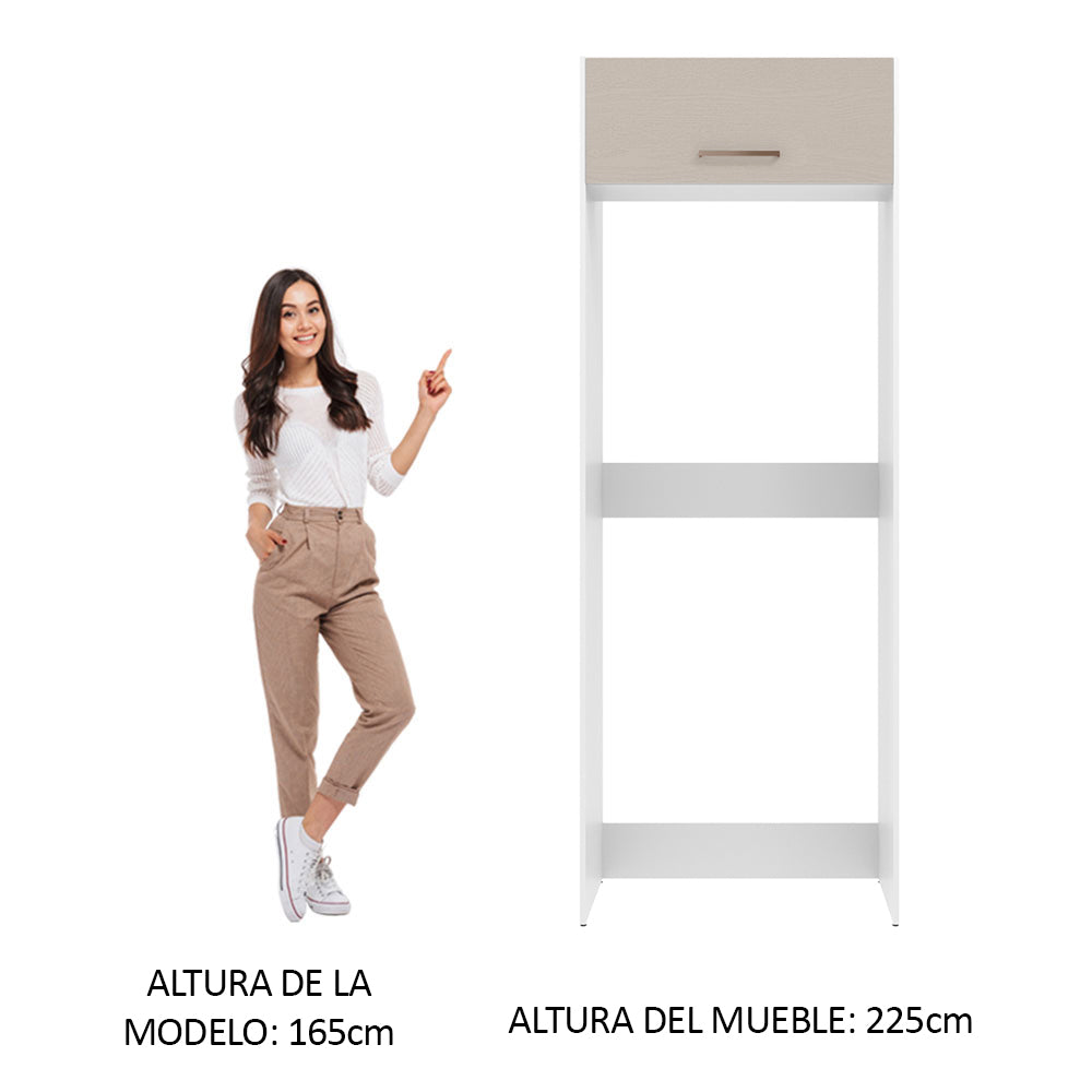 Mueble de Cocina para Nevera Agata 1 Puerta Abatible Blanco/Crema