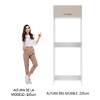 Mueble de Cocina para Nevera Agata 1 Puerta Abatible Blanco/Crema