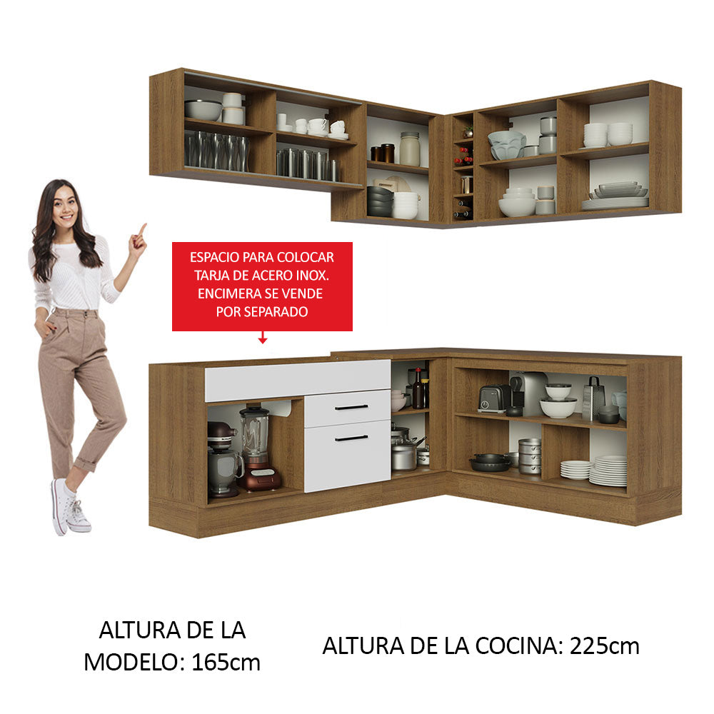 Cocina Integral de Esquina Agata 3.90 m Marrón/Blanco 01