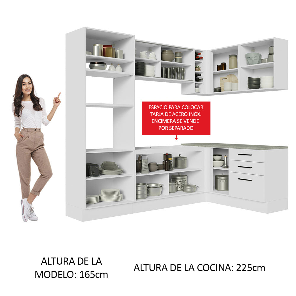 Cocina Integral de Esquina Agata 4.00 m Blanco 01