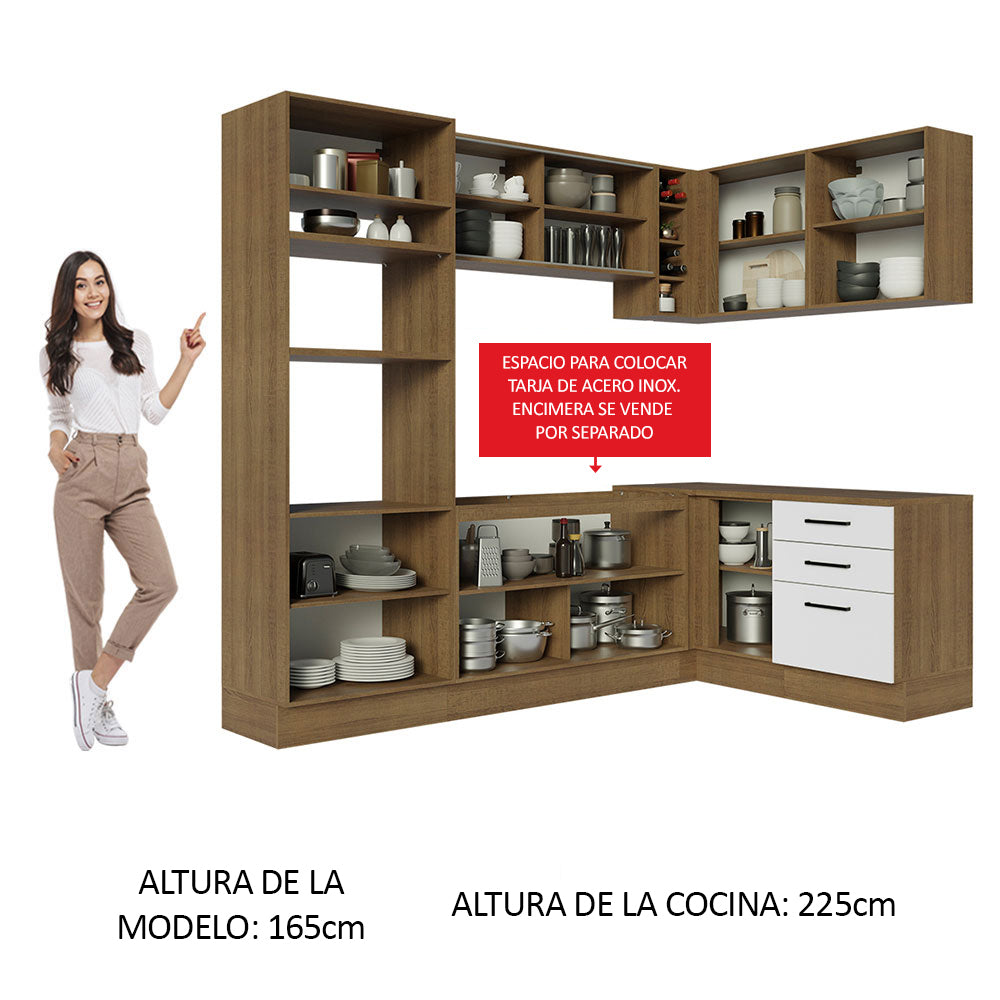 Cocina Integral de Esquina Agata 4.00 m Marrón/Blanco 01