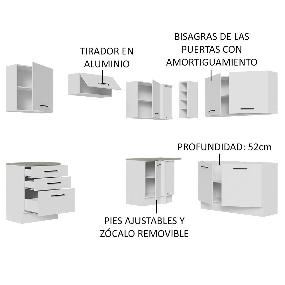 Cocina Integral de Esquina Agata 4.00 m Blanco 02