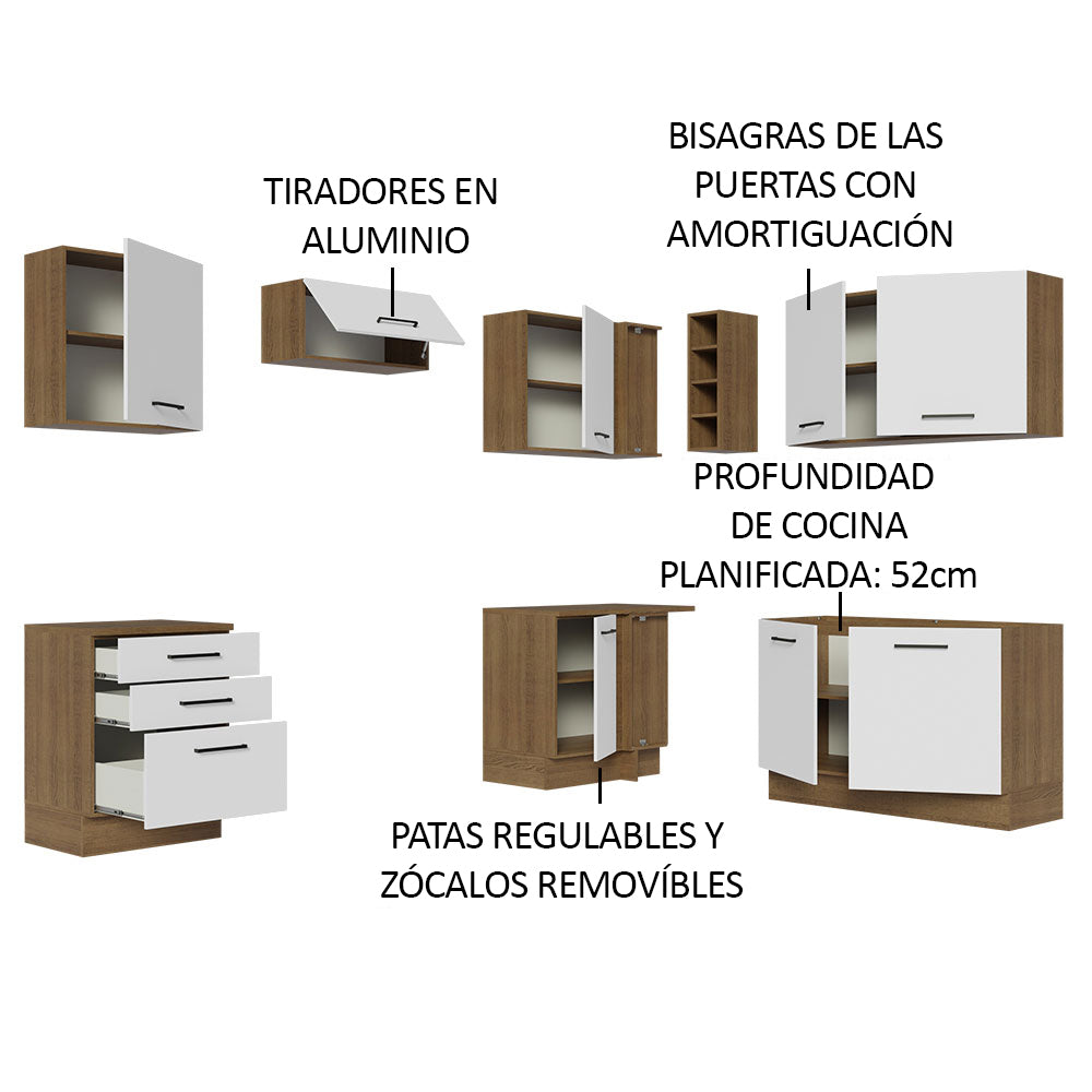 Cocina Integral de Esquina Agata 4.00 m Marrón/Blanco 02