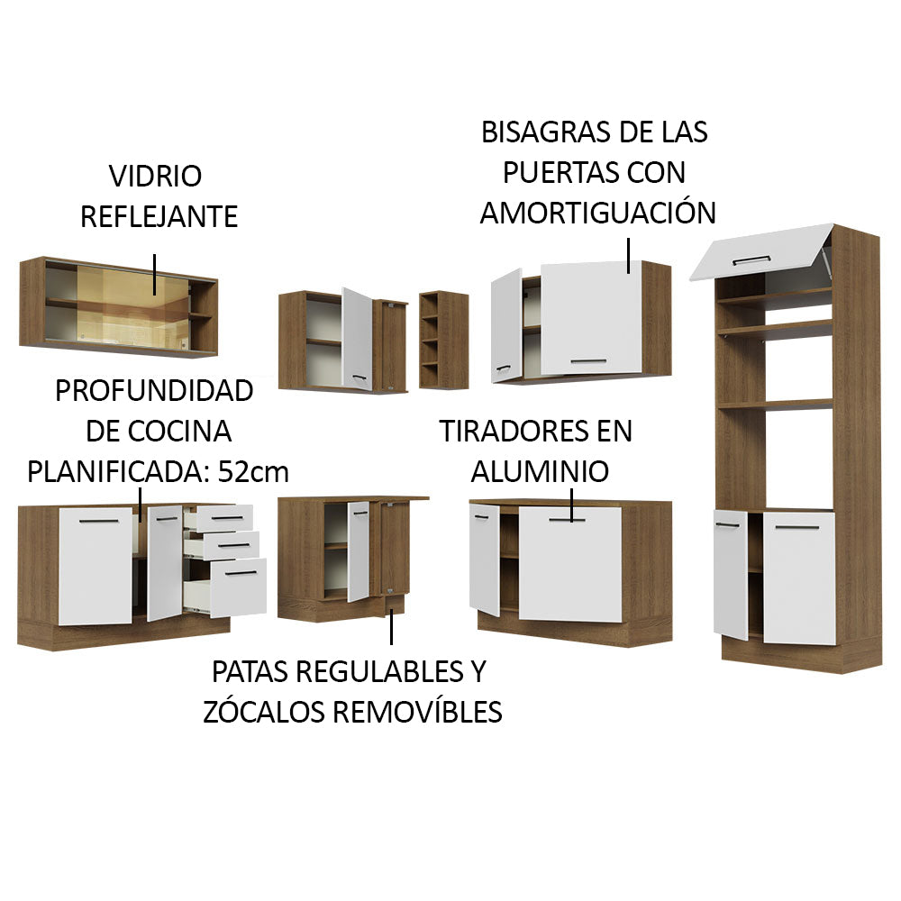 Cocina Integral de Esquina Agata 4.60 m Marrón/Blanco 01