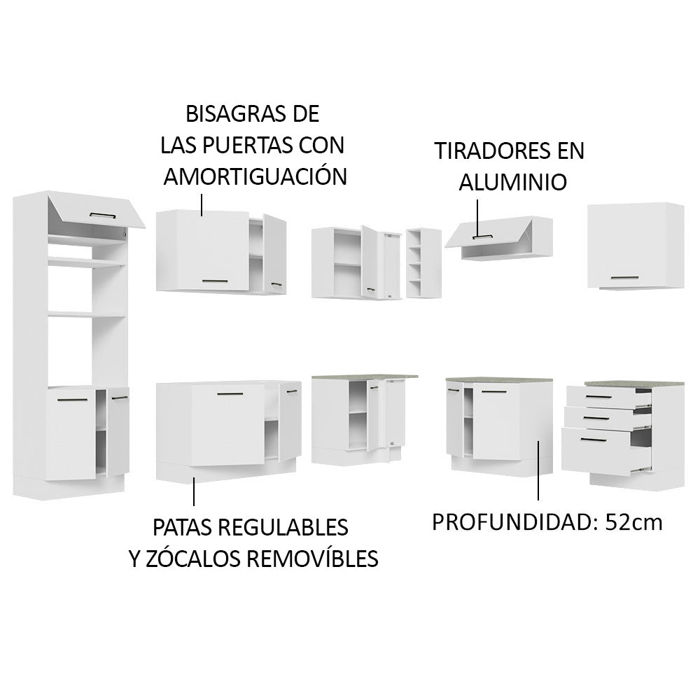 Cocina Integral de Esquina Agata 4.80 m Blanco 01