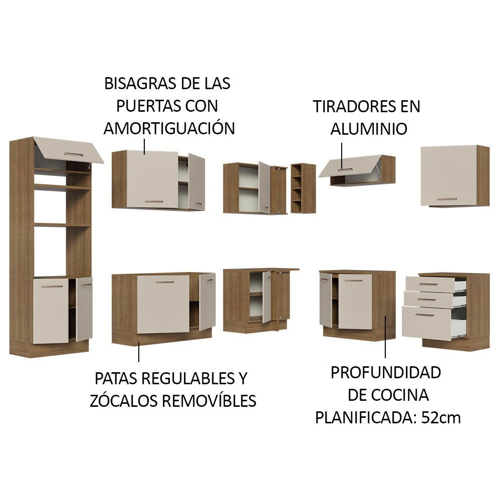 Cocina Integral de Esquina Agata 4.80 m Marrón/Crema 01