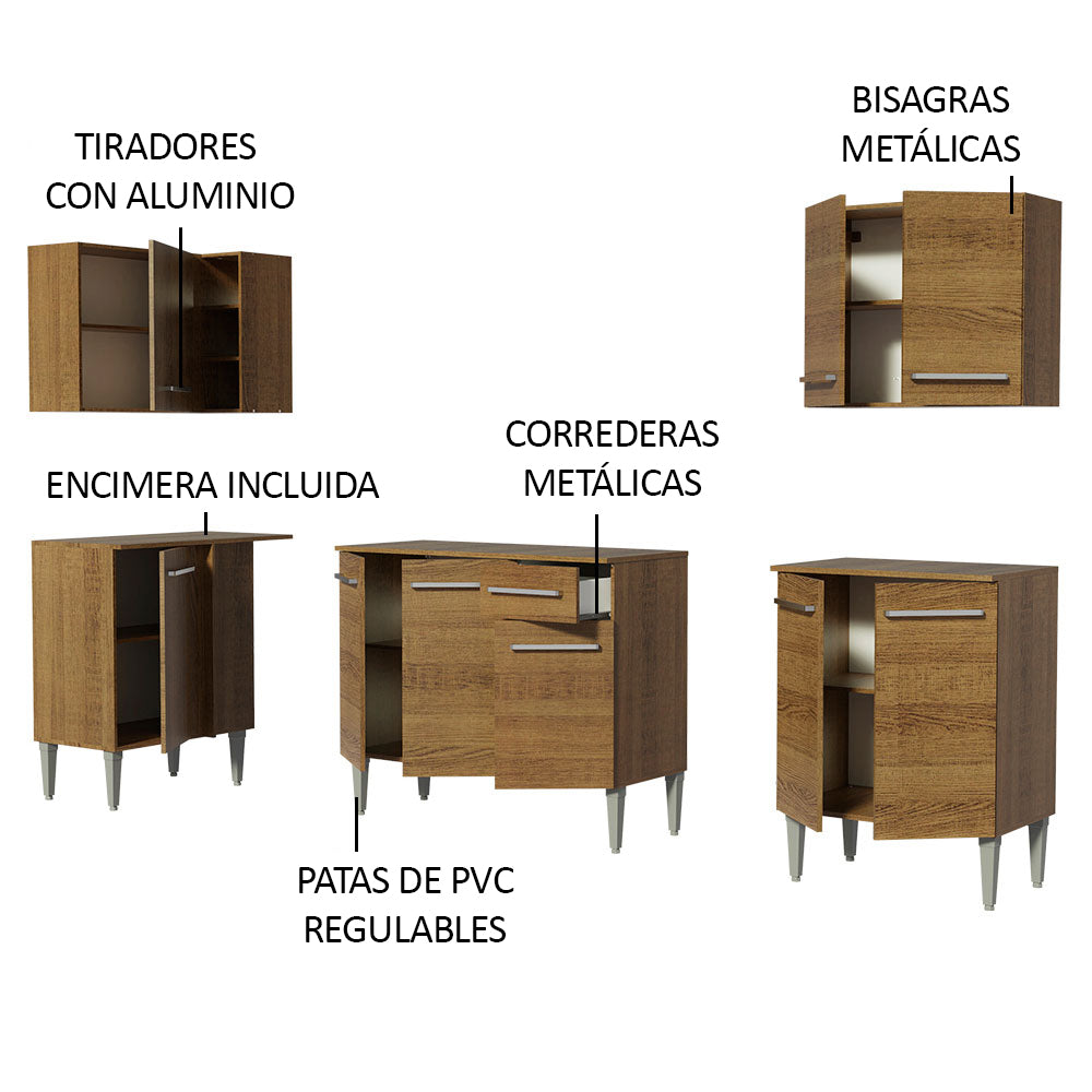 Cocina Integral de Esquina Emilly Open 2.90 m Marrón