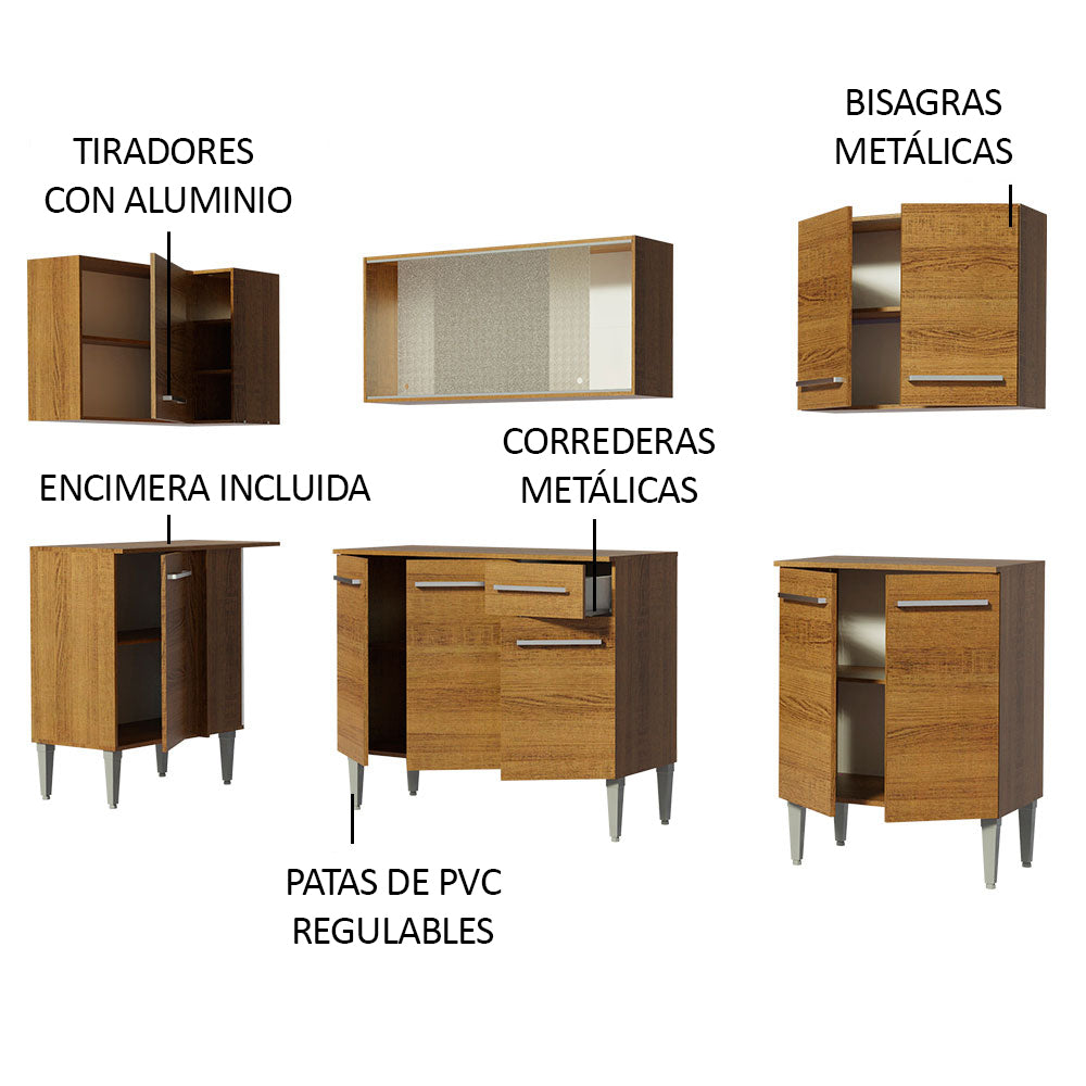 Cocina Integral de Esquina Emilly Point 2.90 m Marrón