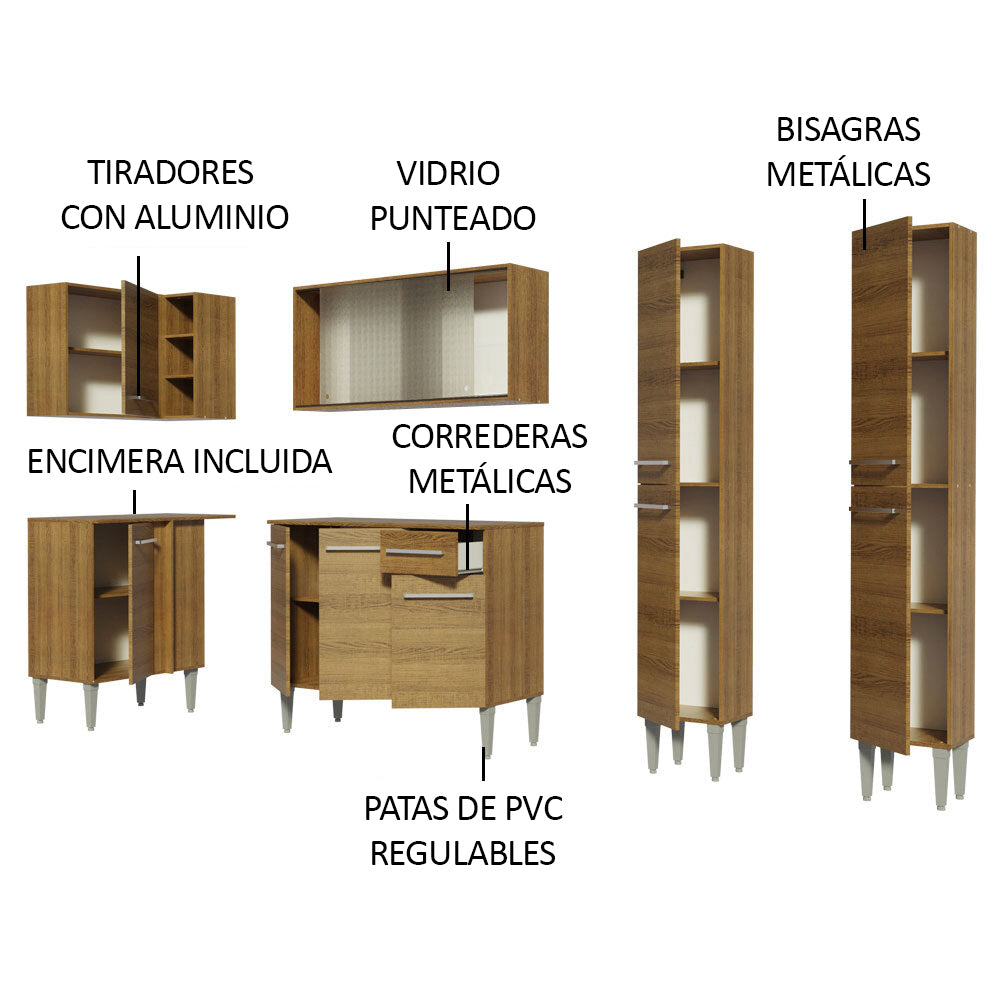 Cocina Integral de Esquina Emilly Self 2.90 m Marrón