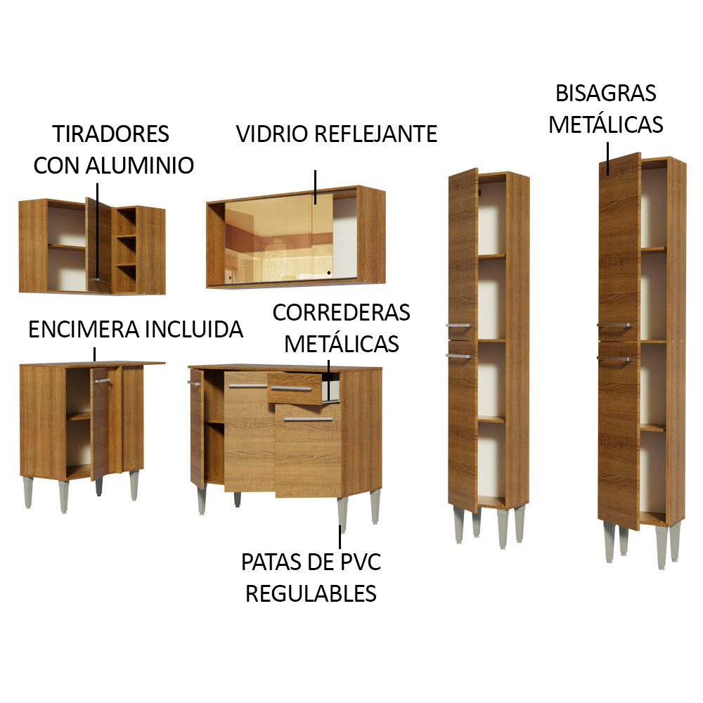 Cocina Integral de Esquina Emilly Line 2.90 m Marrón