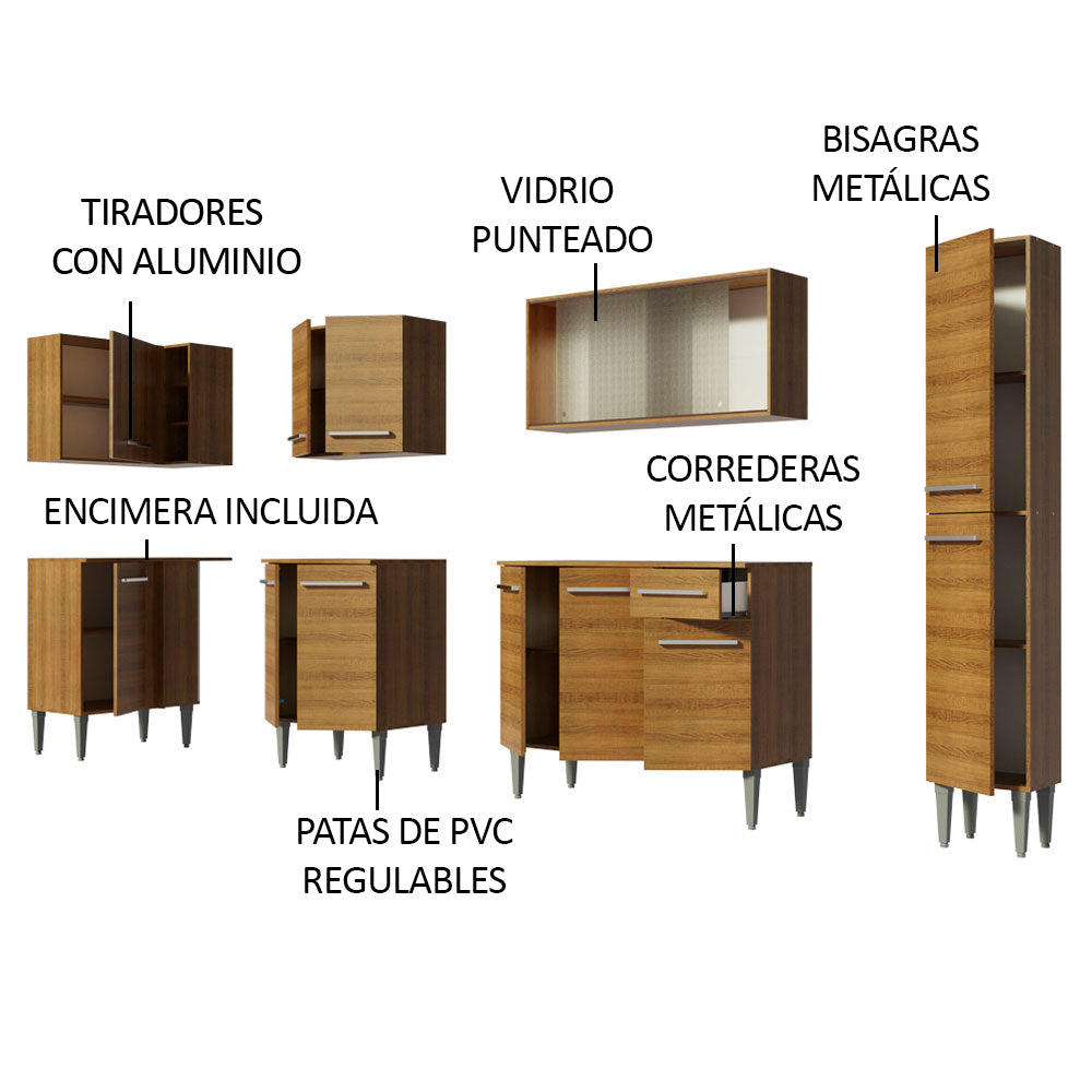 Cocina Integral de Esquina Emilly Space 3.25 m Marrón