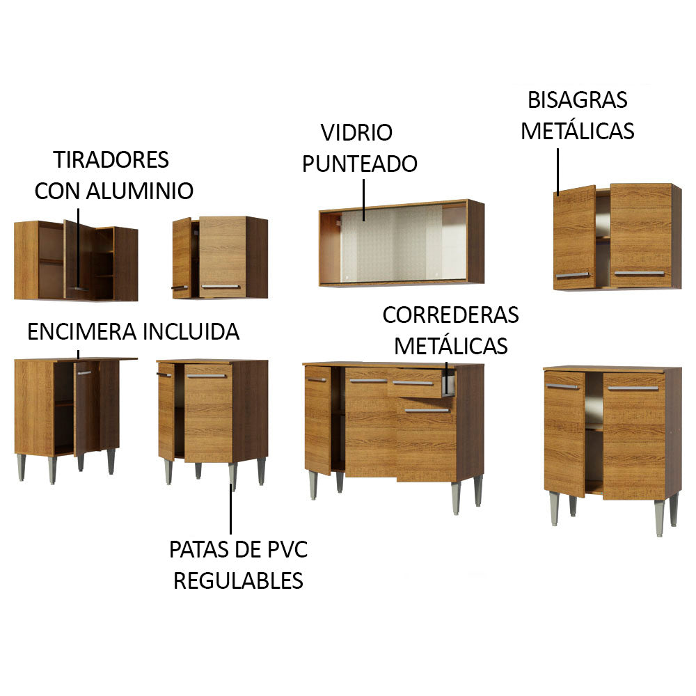 Cocina Integral de Esquina Emilly Jazz 3.60 m Marrón