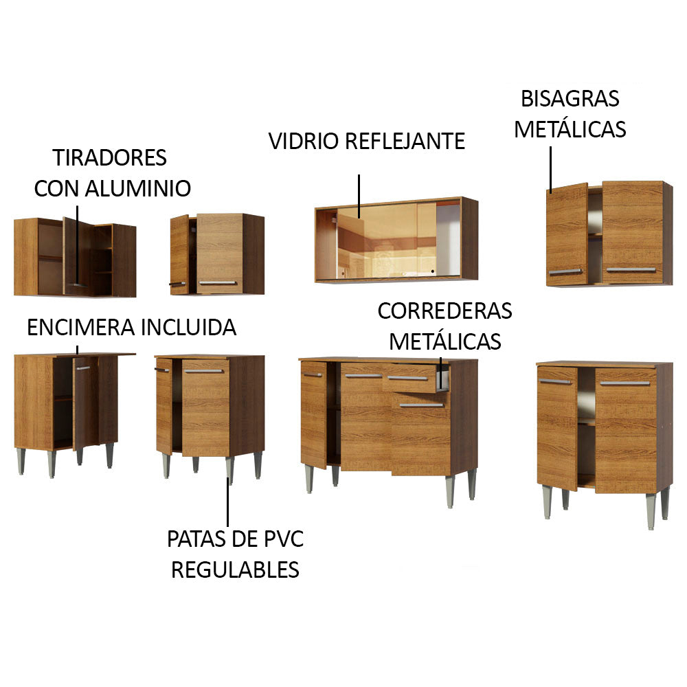 Cocina Integral de Esquina Emilly Mega 3.60 m Marrón