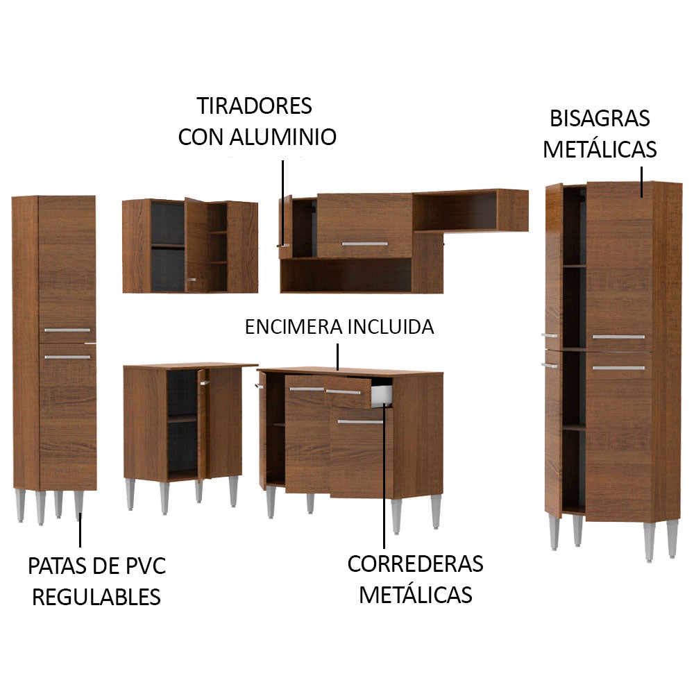 Cocina Integral de Esquina Emilly Love 3.85 Metros Marrón