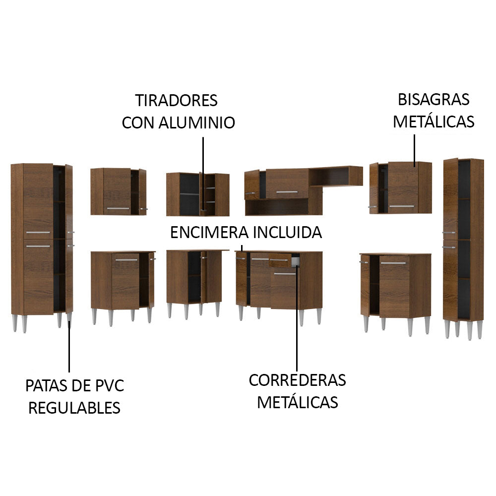 Cocina Integral de Esquina Emilly Big 5.15 m Marrón