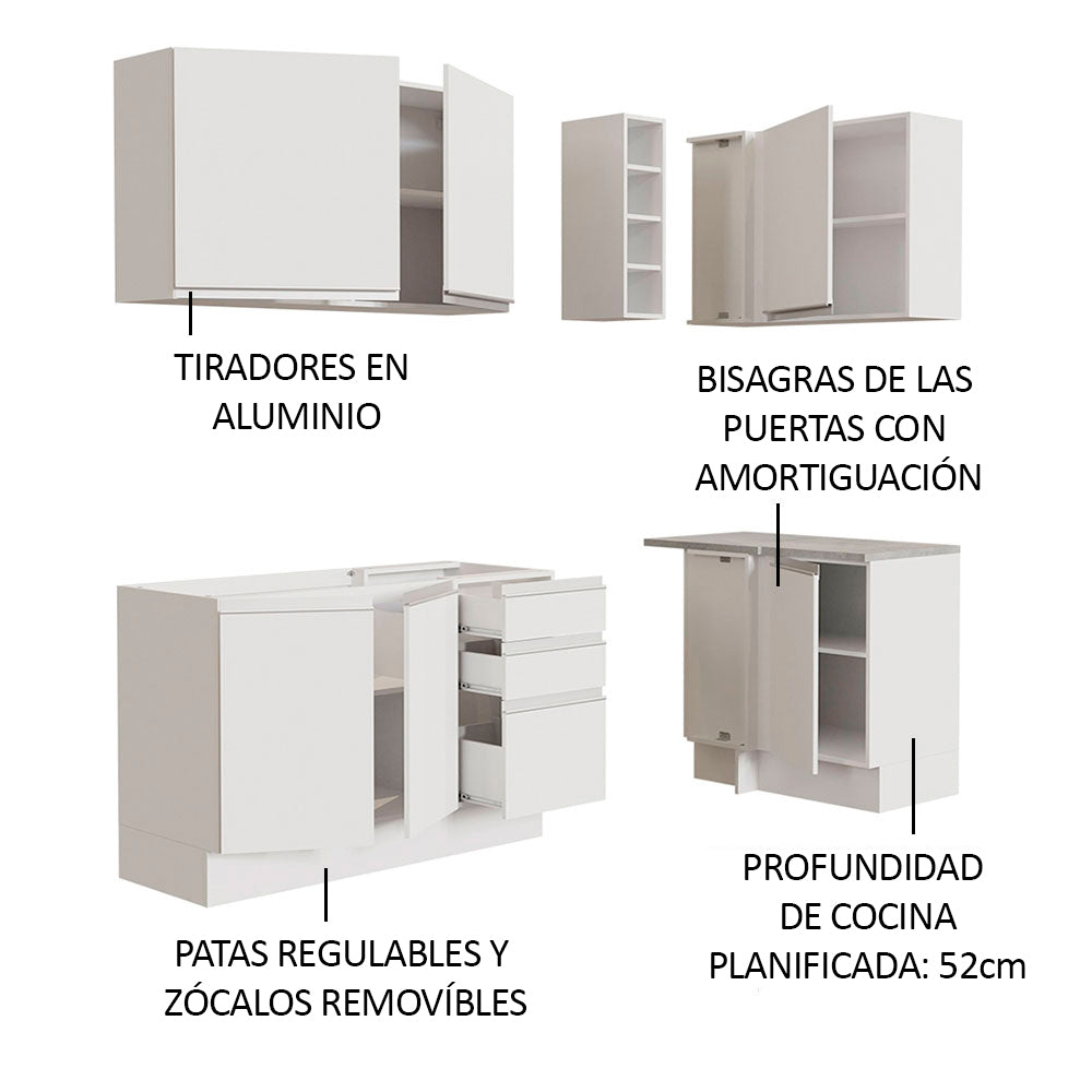 Cocina Integral de Esquina Glamy 2.70 m Blanco 01