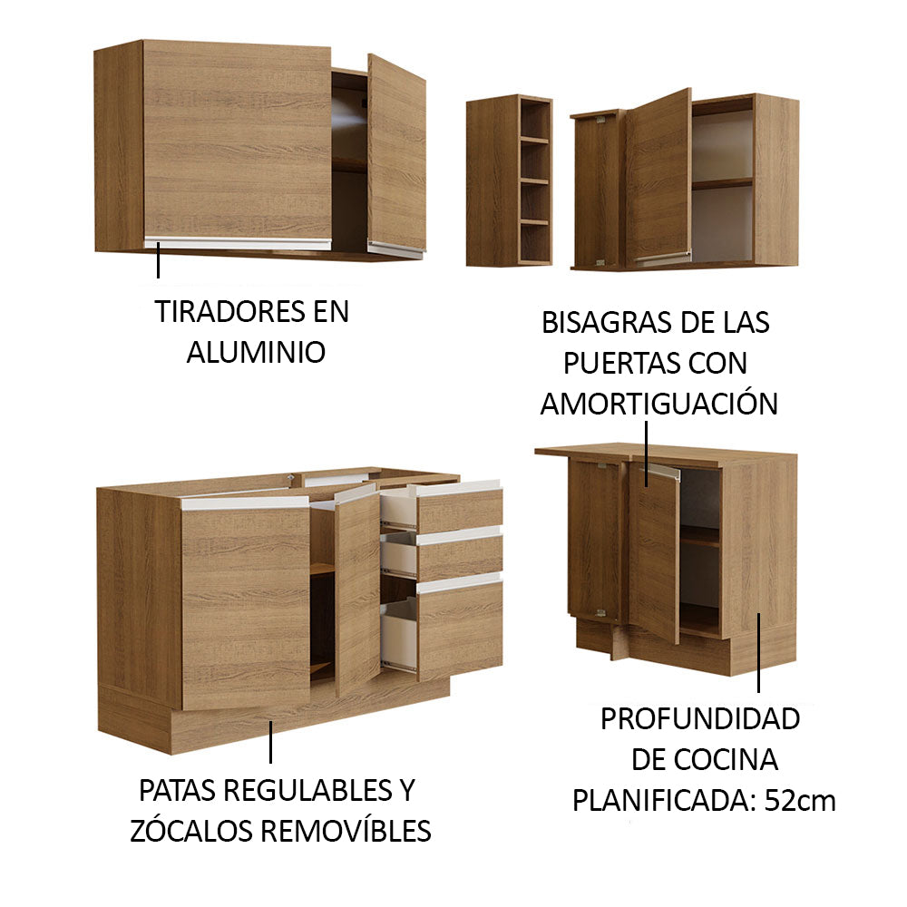 Cocina Integral de Esquina Glamy 2.70 m Marrón 01