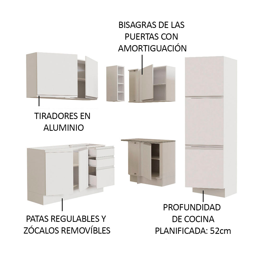 Cocina Integral de Esquina Glamy 3.30 m Blanco 01